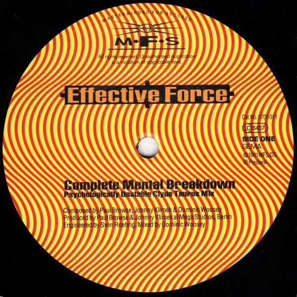 Effective Force ‎- Complete Mental Breakdown Vinyl 12"