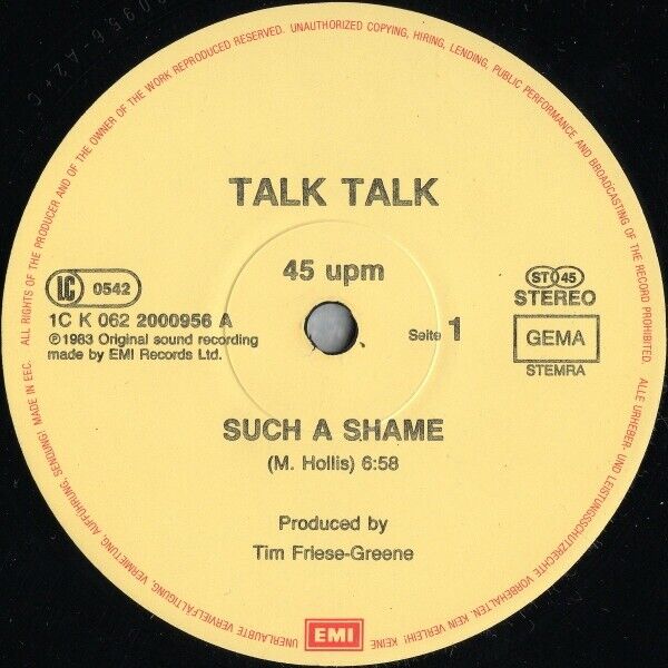 Talk Talk ‎- Such A Shame Vinyl 12"