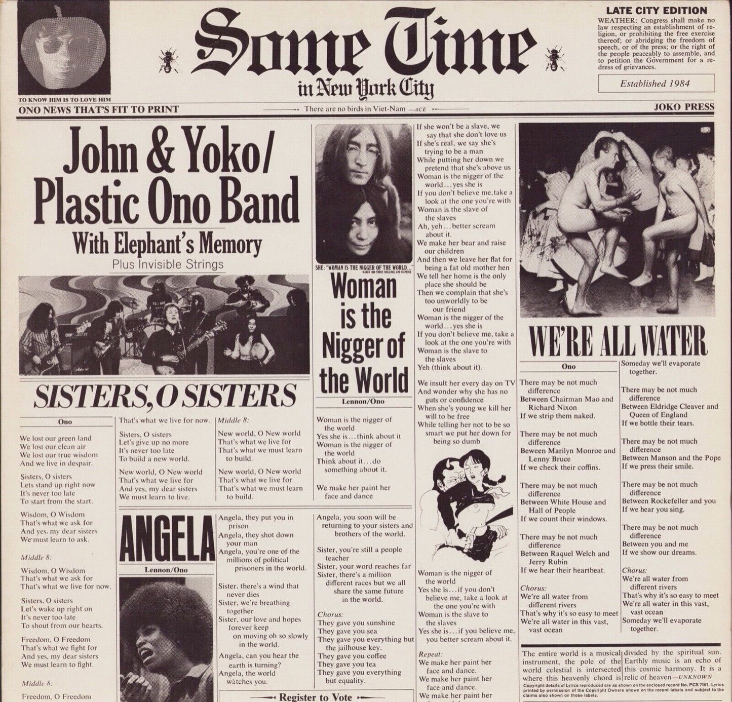 John & Yoko / Plastic Ono Band With Elephant's Memory And Invisible Strings - Some Time In New York City Vinyl 2LP