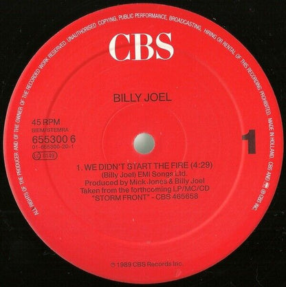 Billy Joel ‎- We Didn't Start The Fire Vinyl 12"