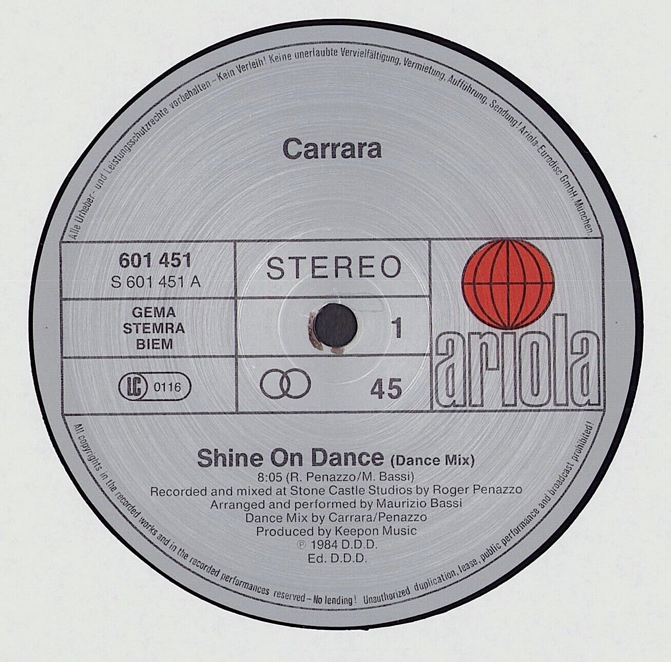 Carrara ‎- Shine On Dance Vinyl 12"