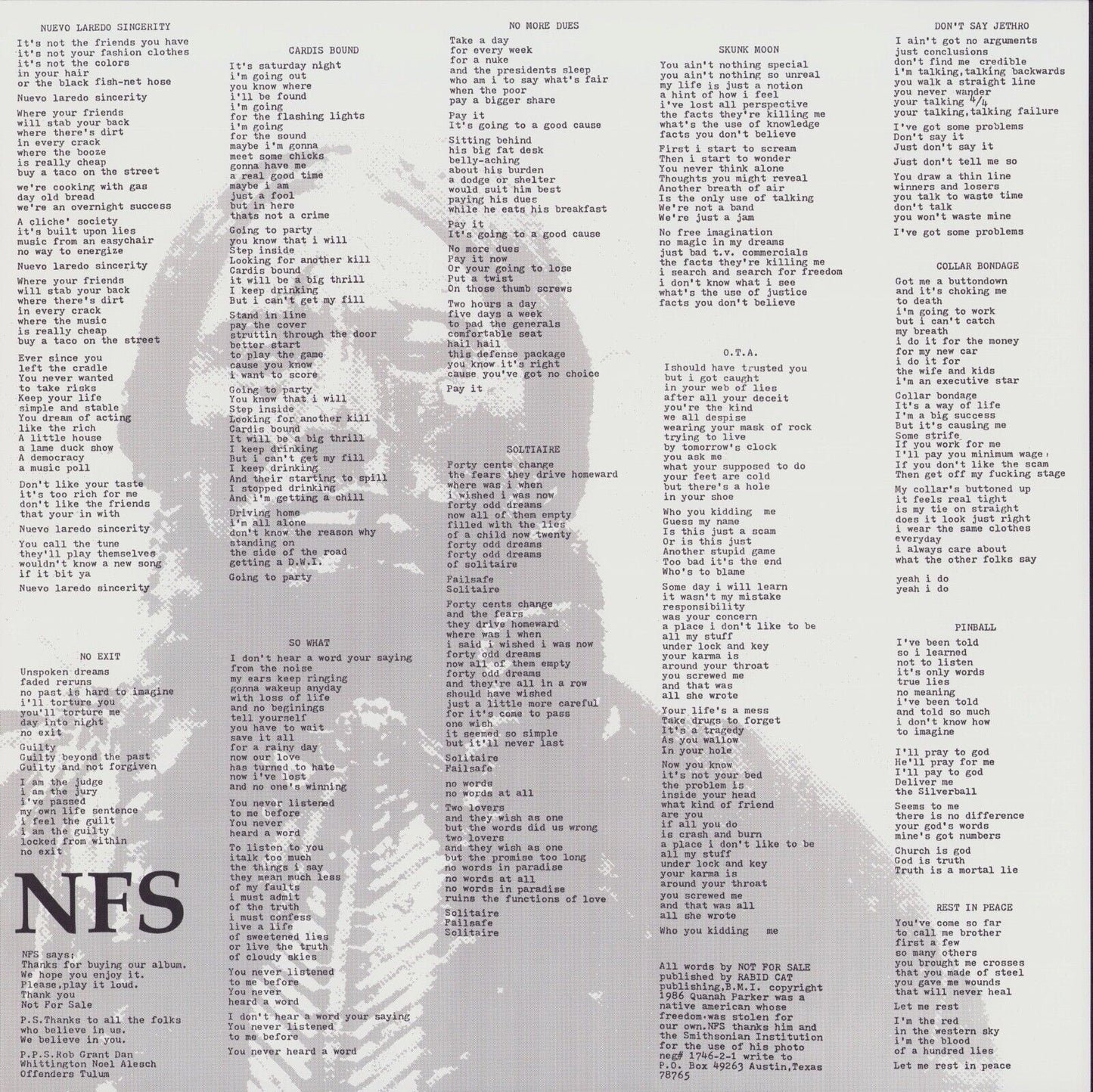 Not For Sale ‎- NFS Vinyl LP