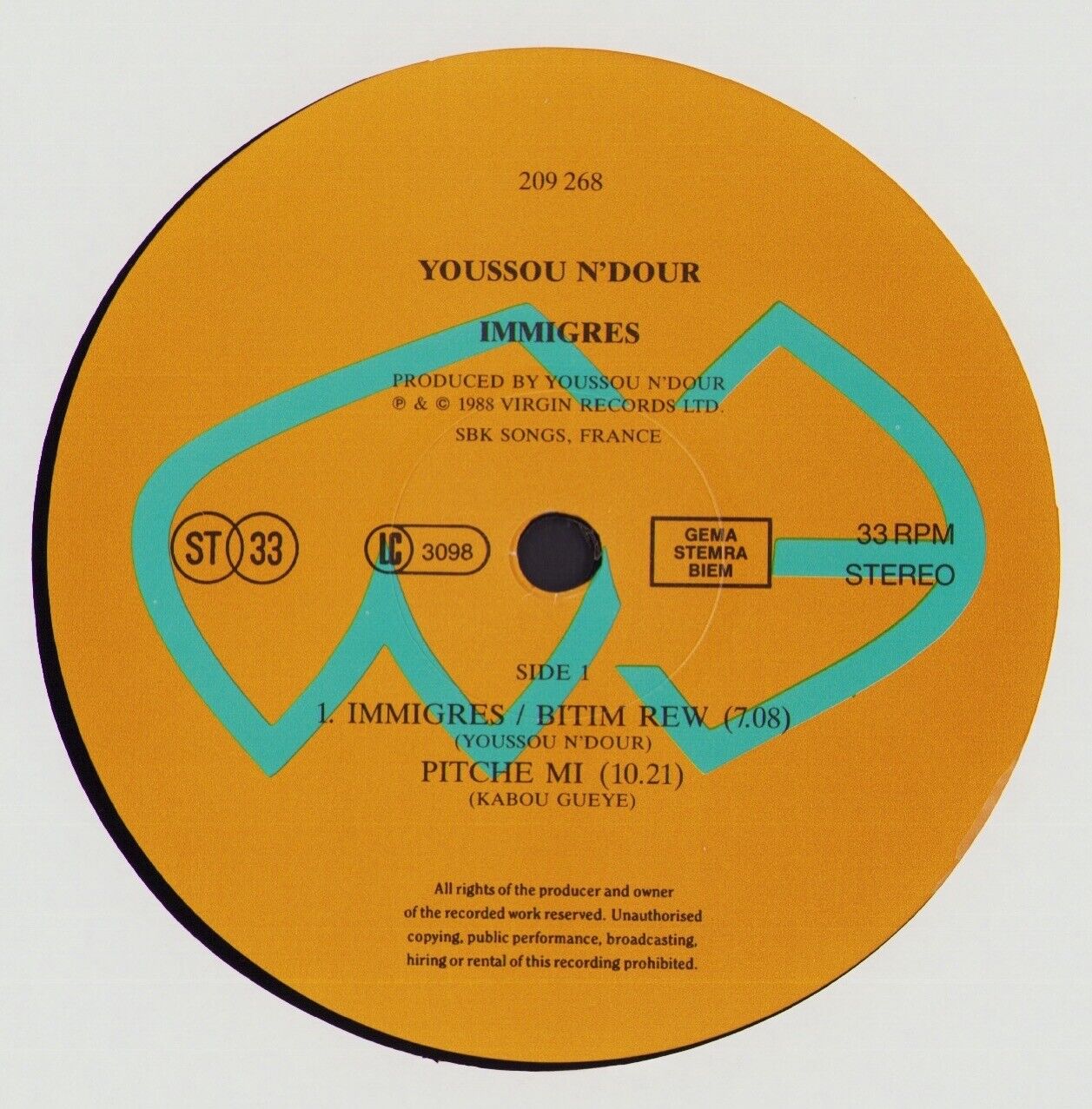 Youssou N'Dour & Le Super Etoile De Dakar ‎- Immigrés Vinyl LP EU