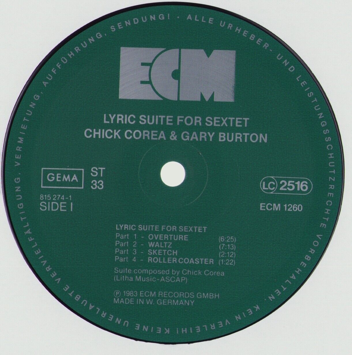Chick Corea / Gary Burton - Lyric Suite For Sextet Vinyl LP