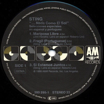 Sting - ...Nada Como El Sol Selecciones Especiales En Espanol Y Portugues Vinyl LP