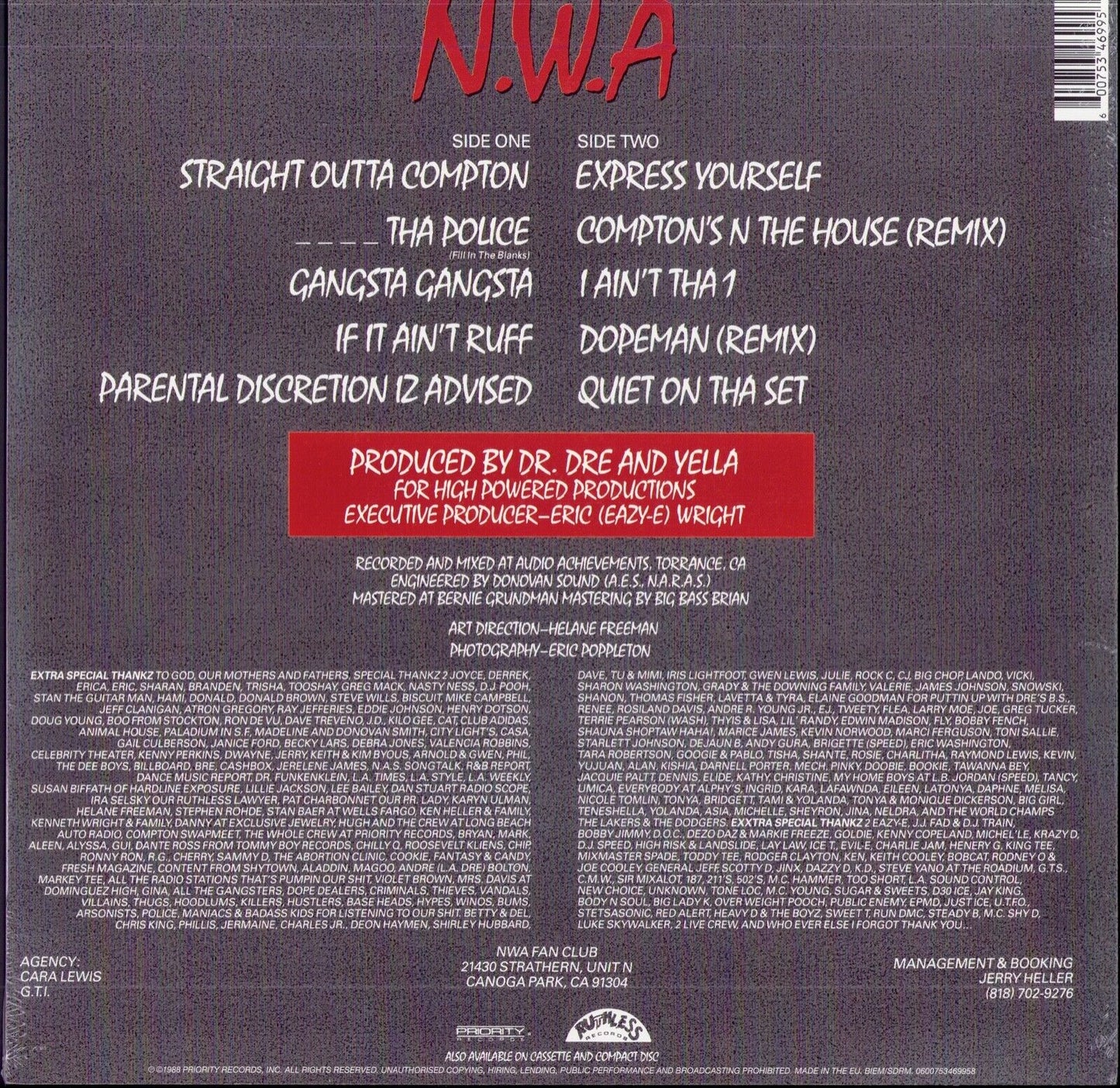 N.W.A - Straight Outta Compton Vinyl LP