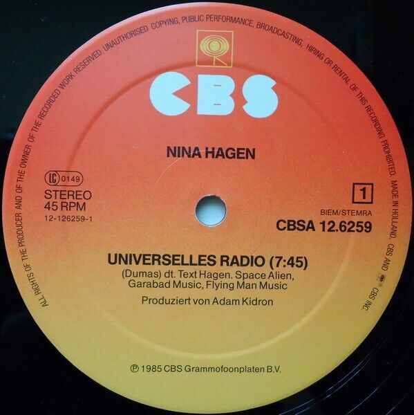 Nina Hagen Band ‎- Universelles Radio Vinyl 12"