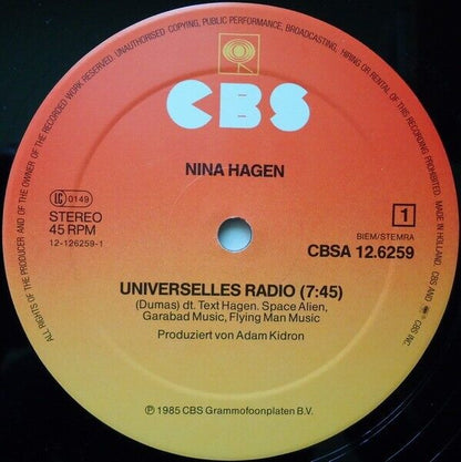 Nina Hagen Band ‎- Universelles Radio Vinyl 12"