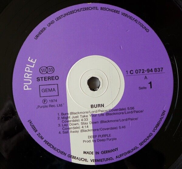 Deep Purple ‎- Burn Vinyl LP