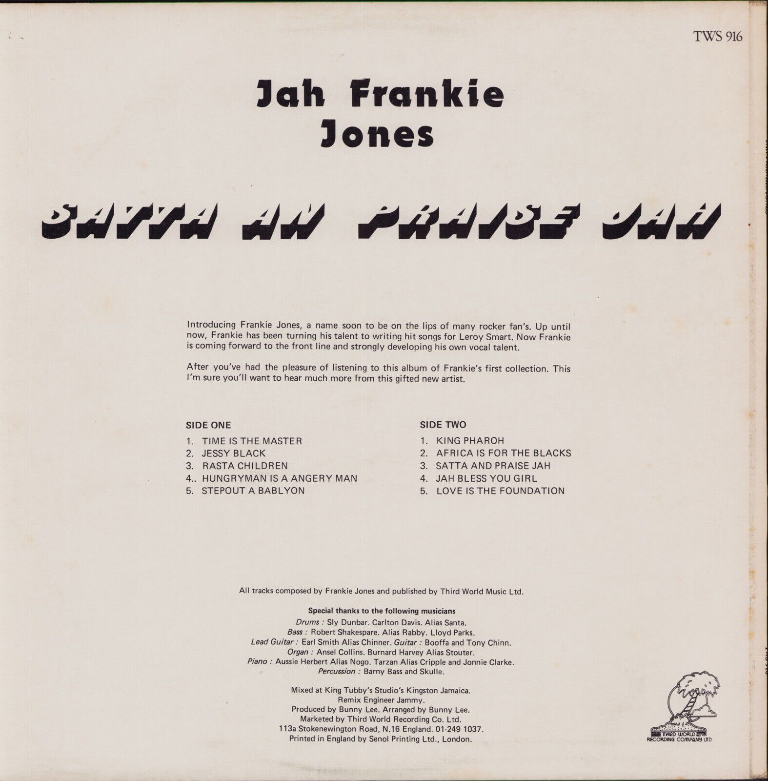 Jah Frankie Jones - Satta An Praise Jah Vinyl LP
