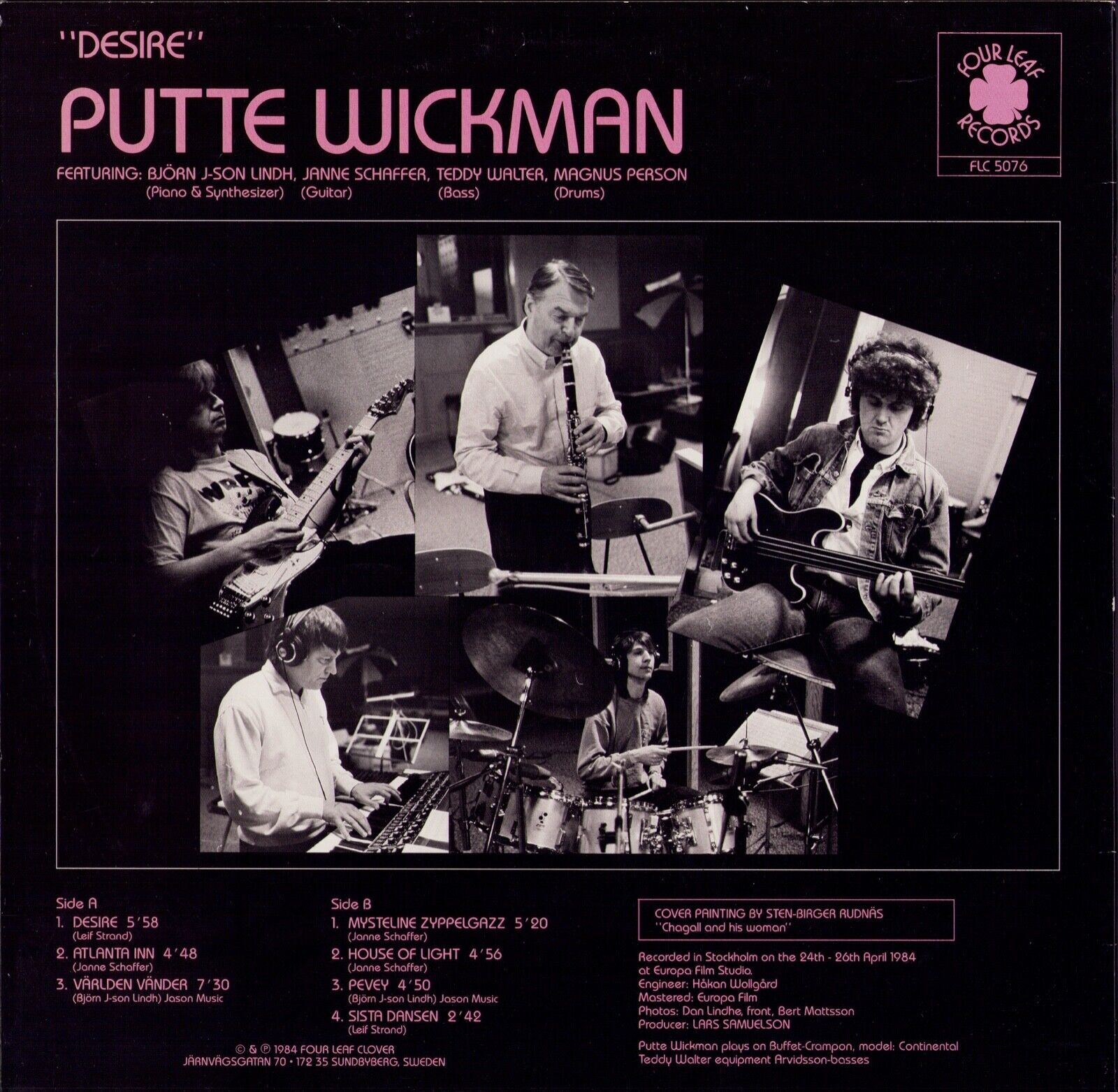 Putte Wickman ‎- Desire Vinyl LP SW