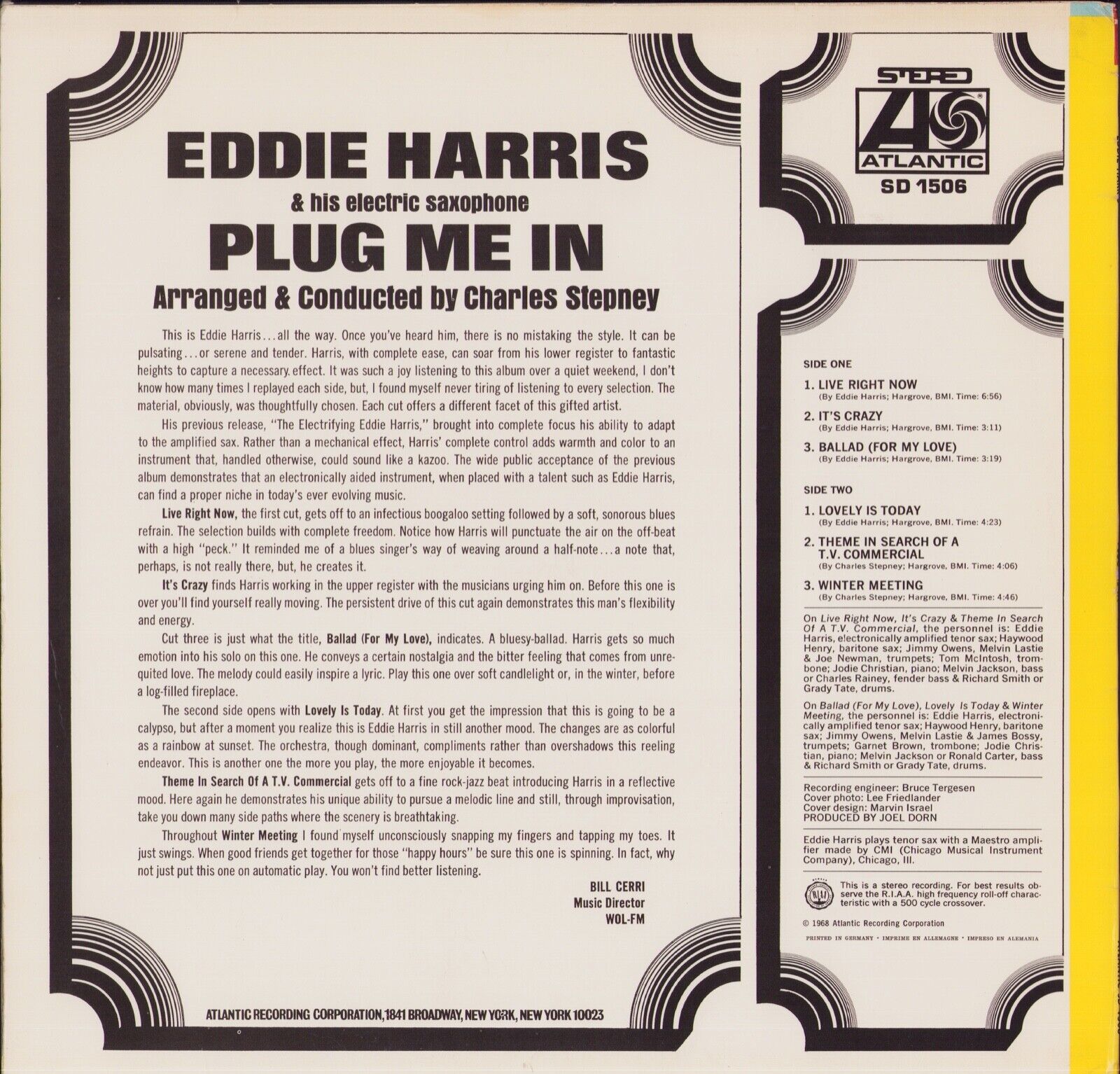 Eddie Harris ‎- Plug Me In Vinyl LP