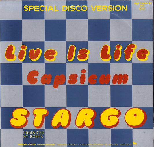 Stargo ‎- Live Is Life / Capsicum Vinyl 12"