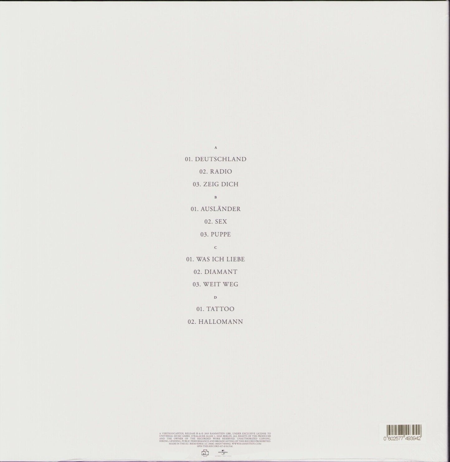 Rammstein - Untitled Vinyl 2LP
