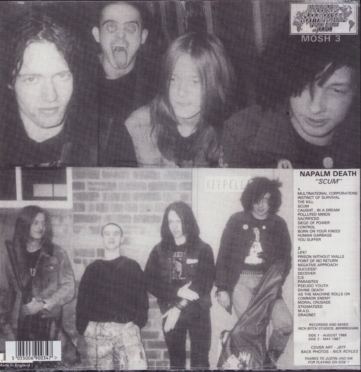 Napalm Death ‎- Scum Vinyl LP Limited Edition