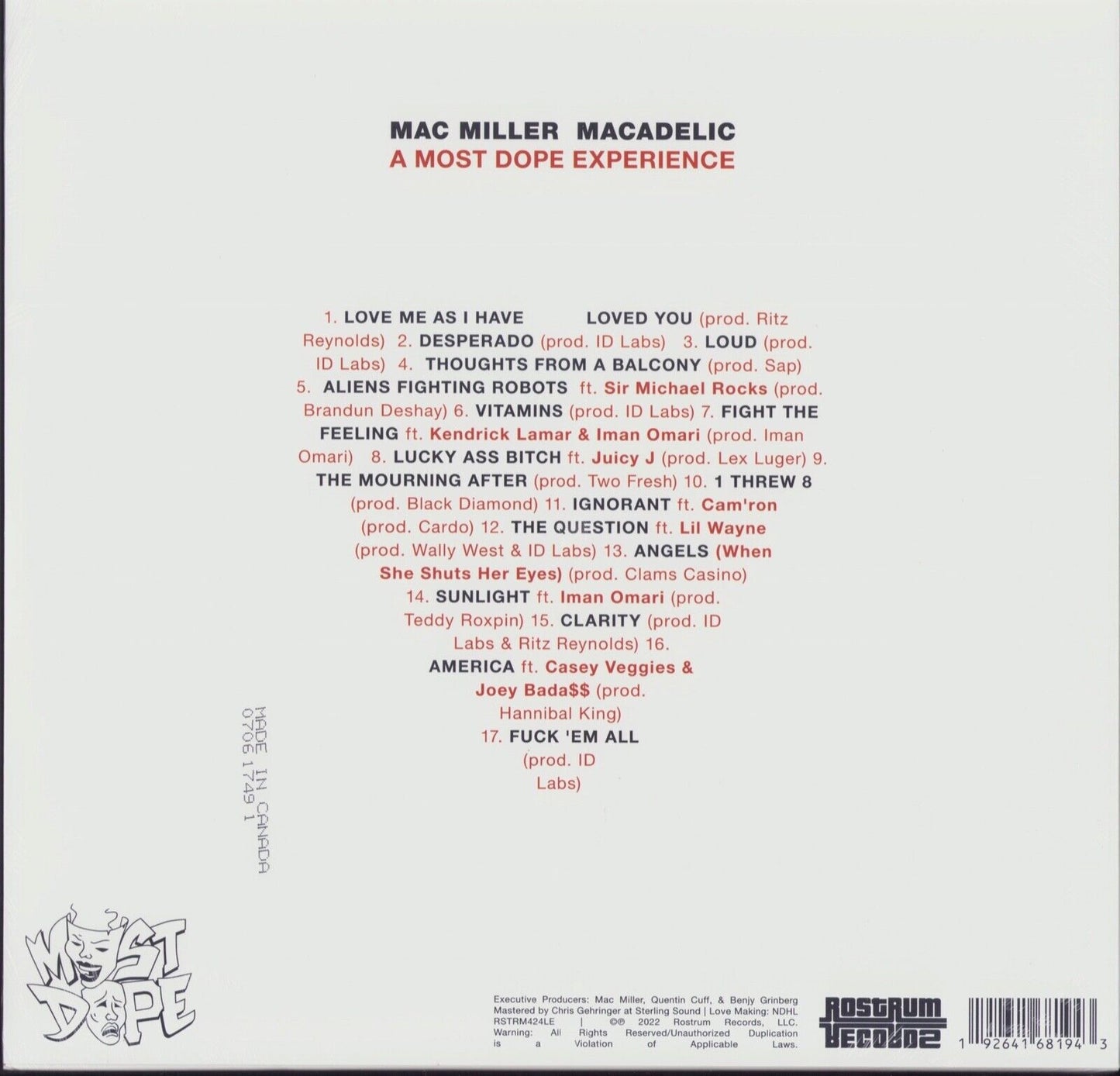 Mac Miller - Macadelic Silver Vinyl 2LP 10th Anniversary Edition + Poster