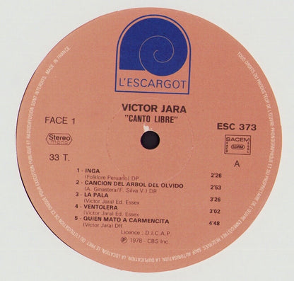 Victor Jara ‎- Canto Libre Vinyl LP FR