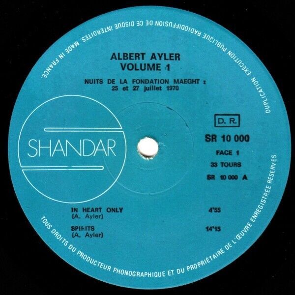 Albert Ayler ‎- Nuits De La Fondation Maeght Volume 1 Vinyl LP