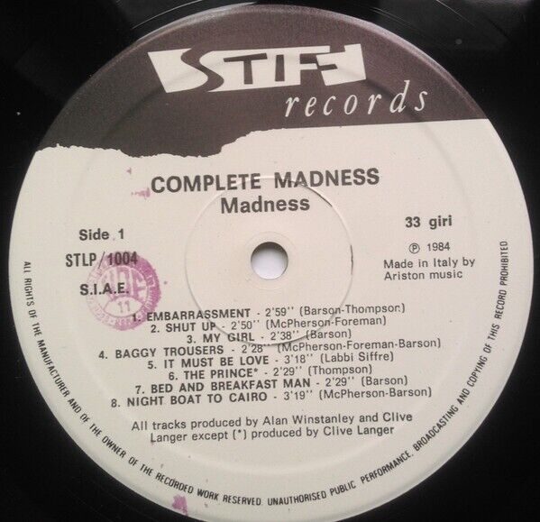 Madness ‎- Complete Madness Vinyl LP