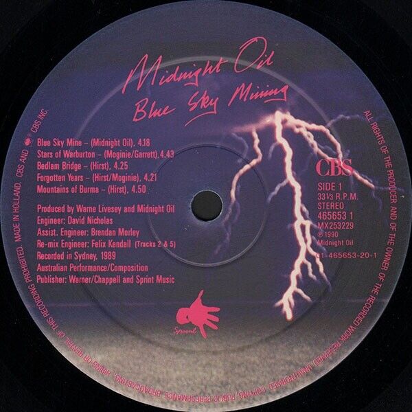 Midnight Oil ‎- Blue Sky Mining Vinyl LP