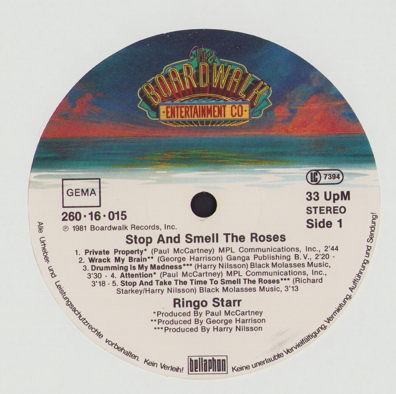 Ringo Starr ‎- Stop And Smell The Roses Vinyl LP