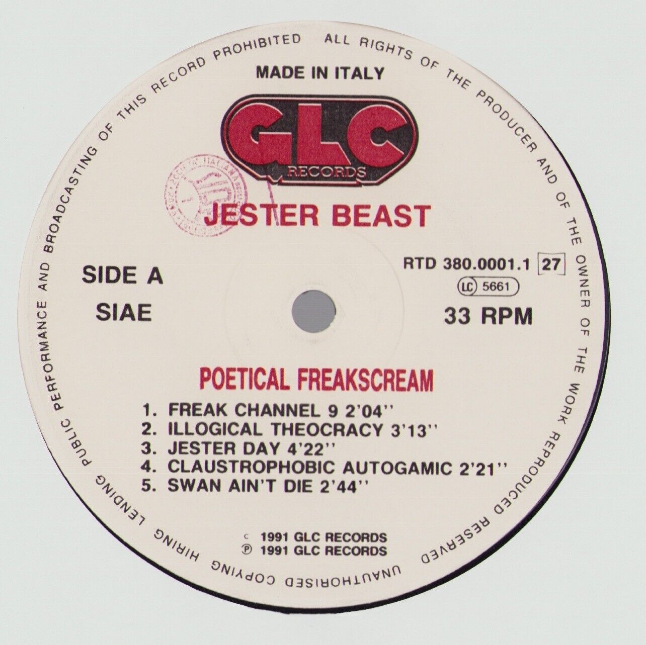 Jester Beast ‎- Poetical Freakscream Vinyl LP