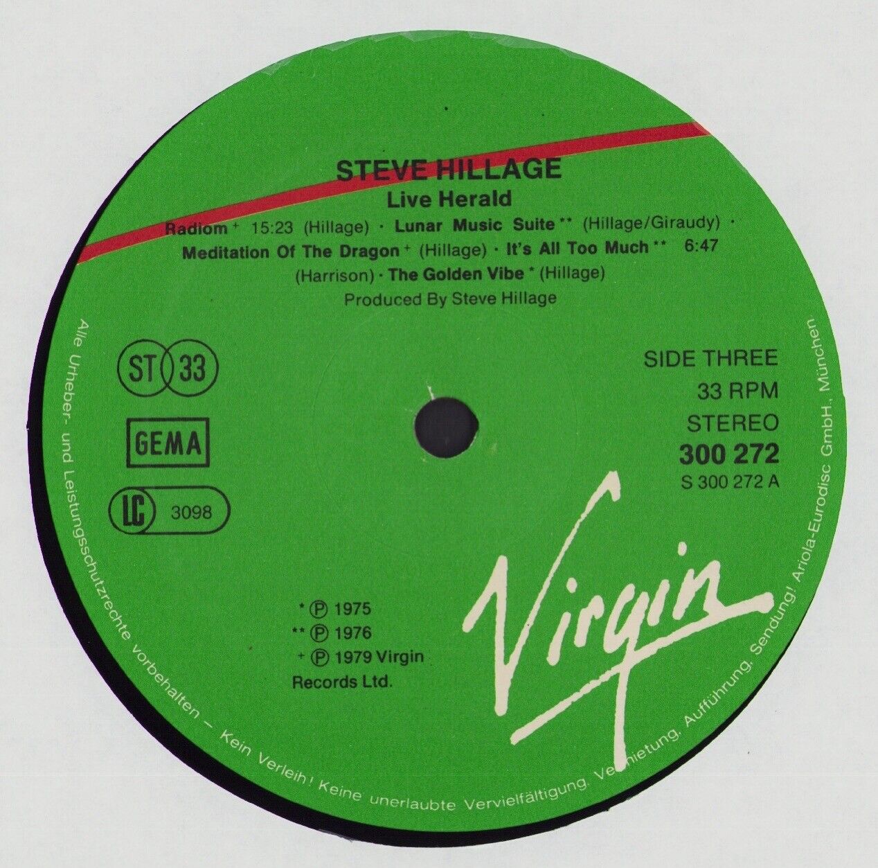 Steve Hillage - Live Herald Vinyl 2LP