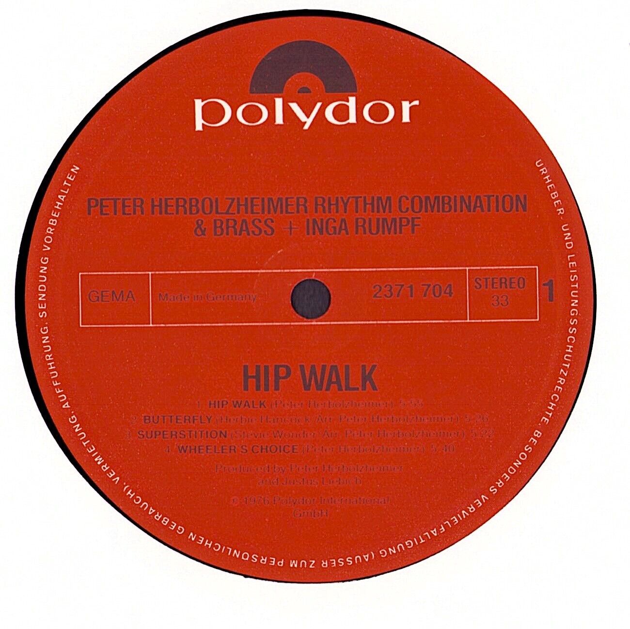 Rhythm Combination & Brass & Inga Rumpf ‎- Hip Walk Vinyl LP DE
