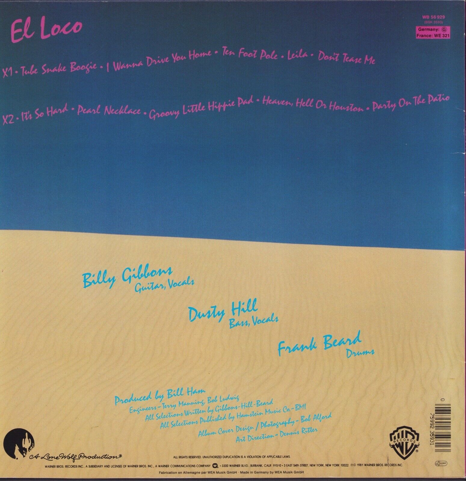 ZZ Top - El Loco Vinyl LP