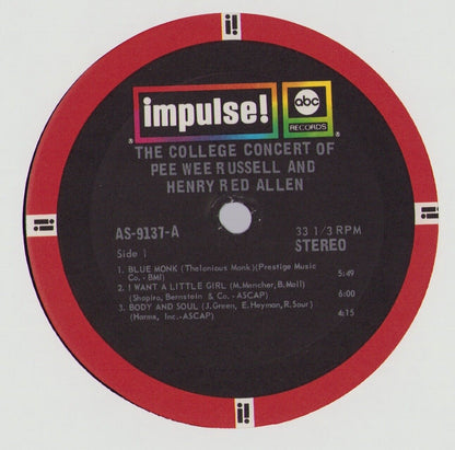 Pee Wee Russell And Henry Red Allen -The College Concert Of Pee Wee Russell And Henry Red Allen Vinyl LP