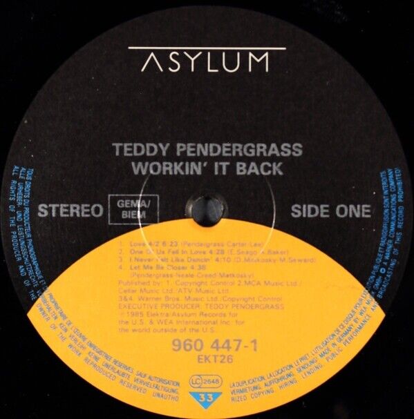 Teddy Pendergrass ‎- Workin' It Back Vinyl LP