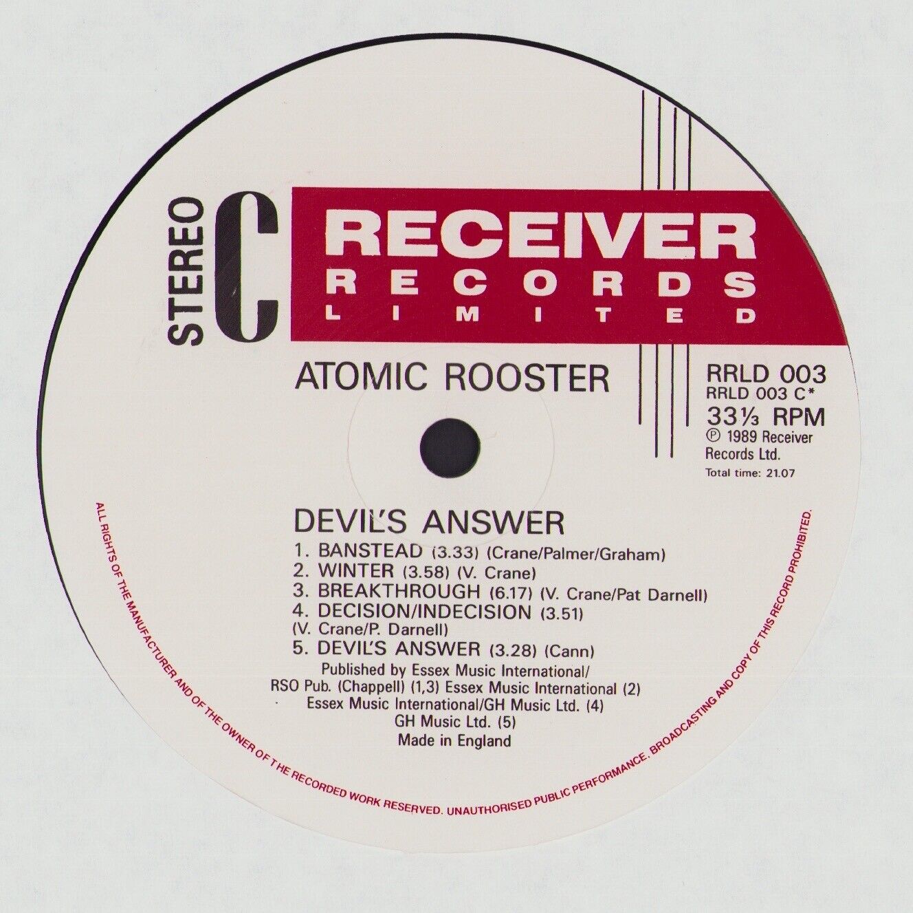 Atomic Rooster ‎- Devil's Answer Vinyl 2LP