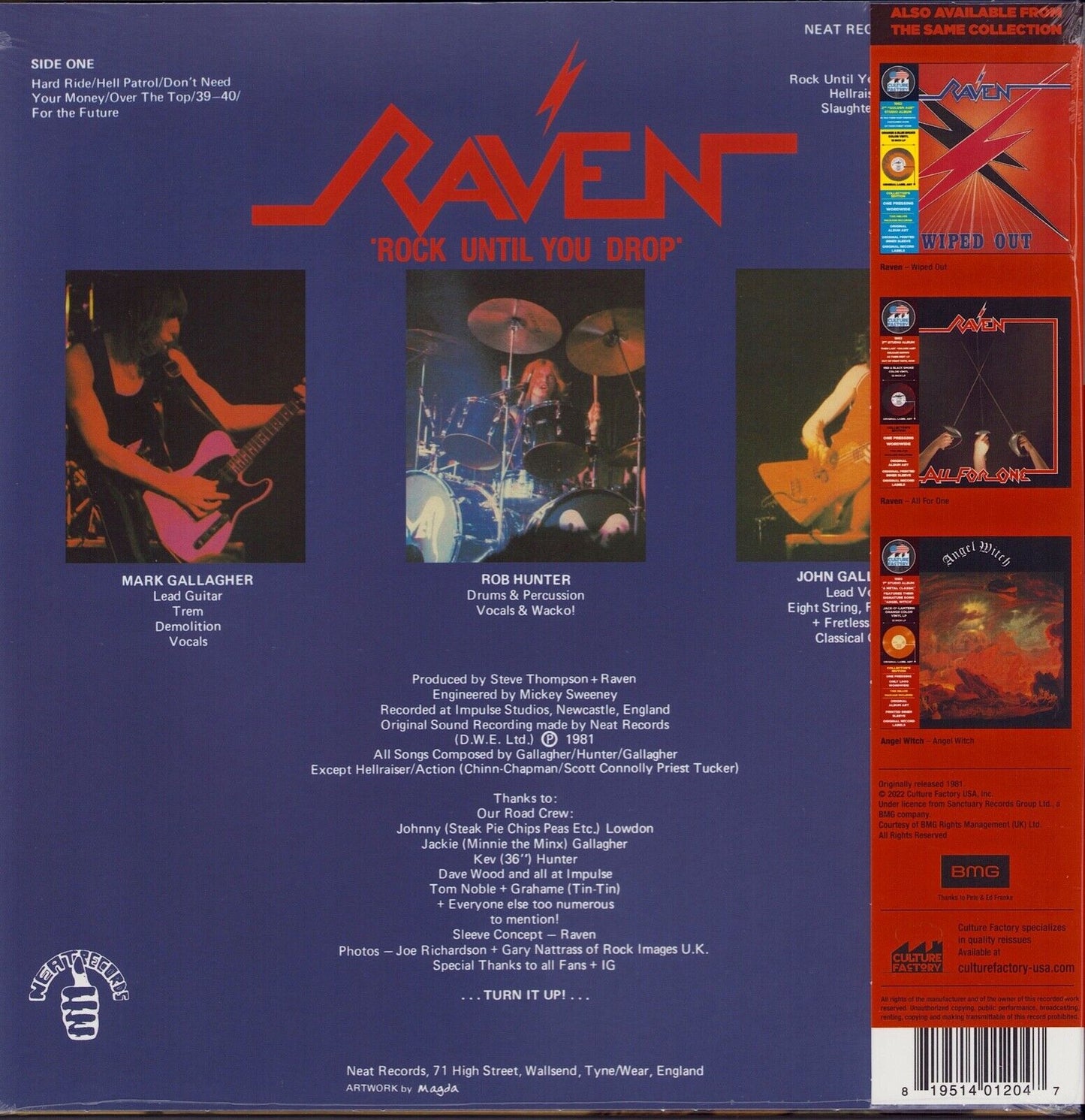 Raven ‎– Rock Until You Drop Blue & Purple Smoke Vinyl LP