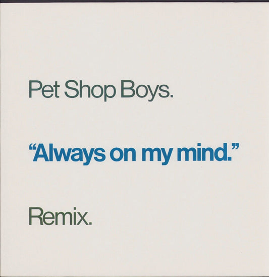 Pet Shop Boys ‎- Always On My Mind Remix Vinyl 12"