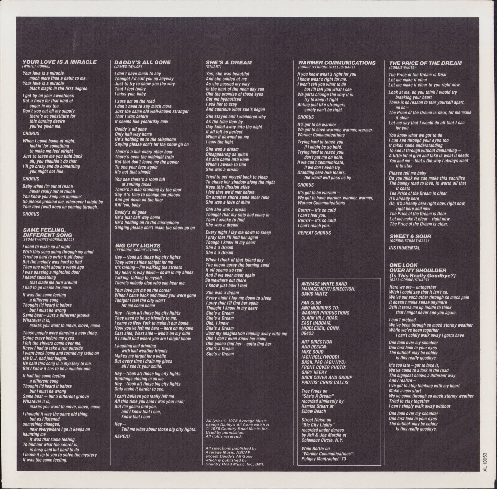 Average White Band ‎- Warmer Communications Vinyl LP