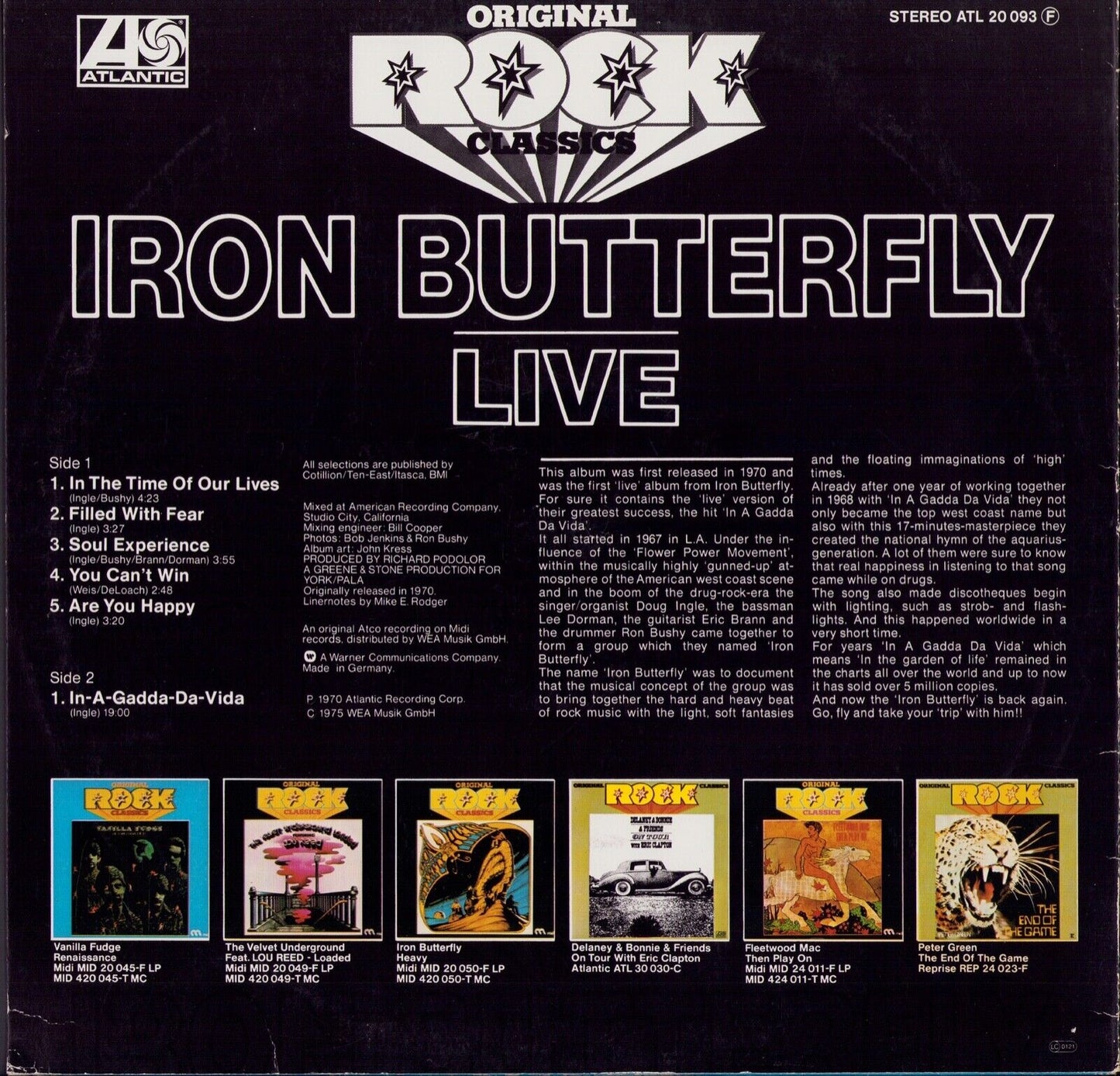 Iron Butterfly - Live Vinyl LP DE