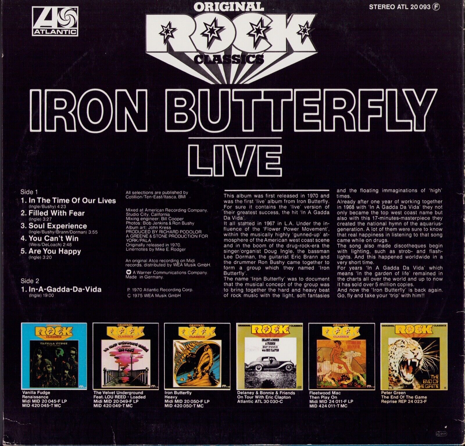 Iron Butterfly - Live Vinyl LP DE
