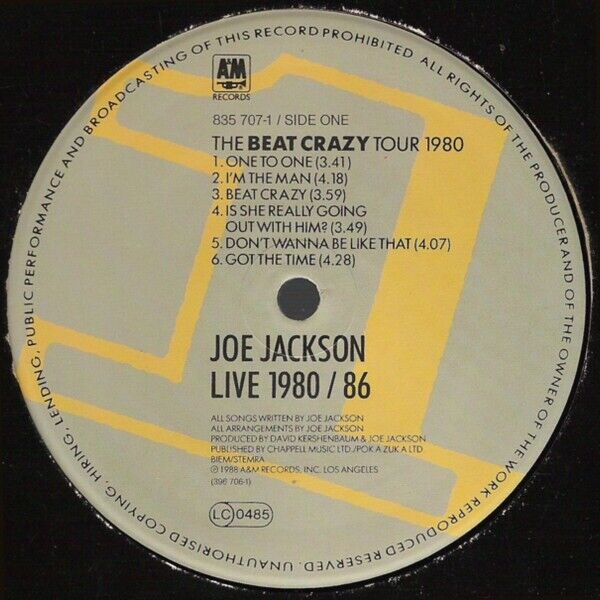 Joe Jackson ‎- Live 1980 / 86 Vinyl 2LP