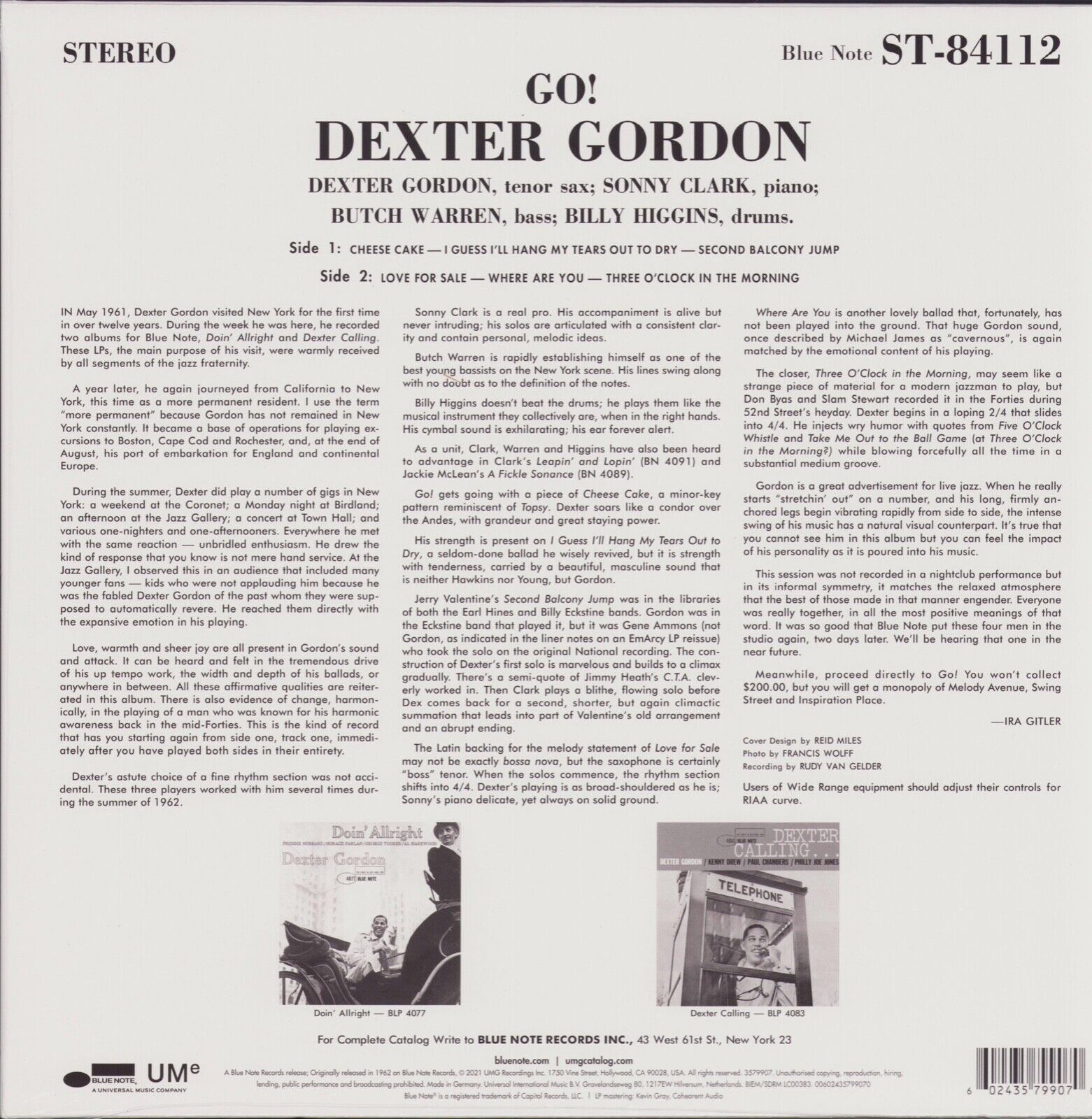 Dexter Gordon ‎- Go! Vinyl LP