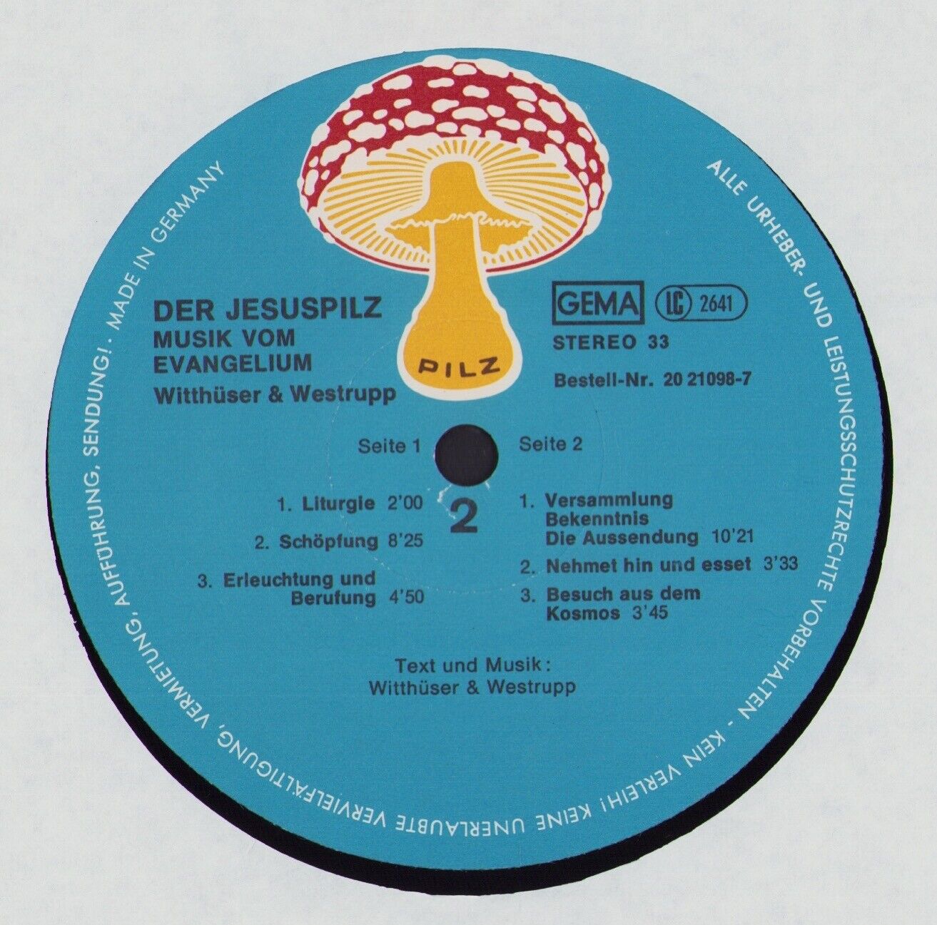 Witthüser & Westrupp ‎- Der Jesuspilz - Musik Vom Evangelium Vinyl LP