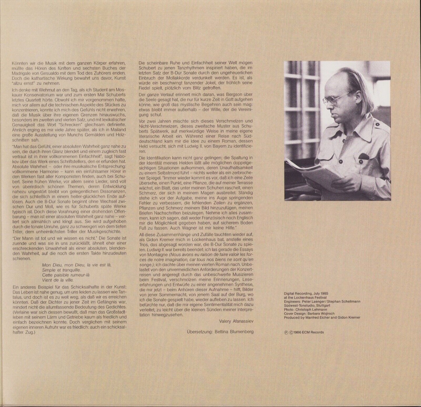 Gidon Kremer/Franz Schubert/Valery Afanassiev - Edition Lockenhaus Vol. 3 Vinyl LP
