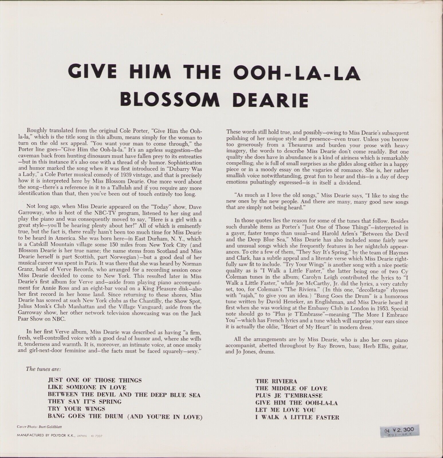 Blossom Dearie - Give Him The Ooh-La-La Vinyl LP JAP