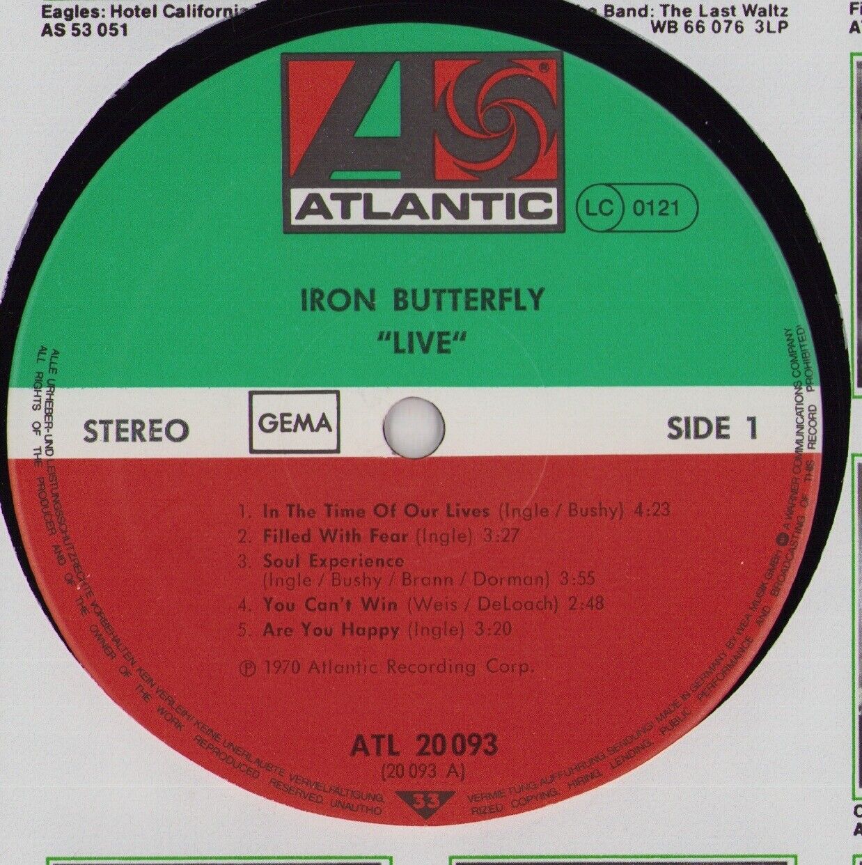 Iron Butterfly - Live Vinyl LP DE