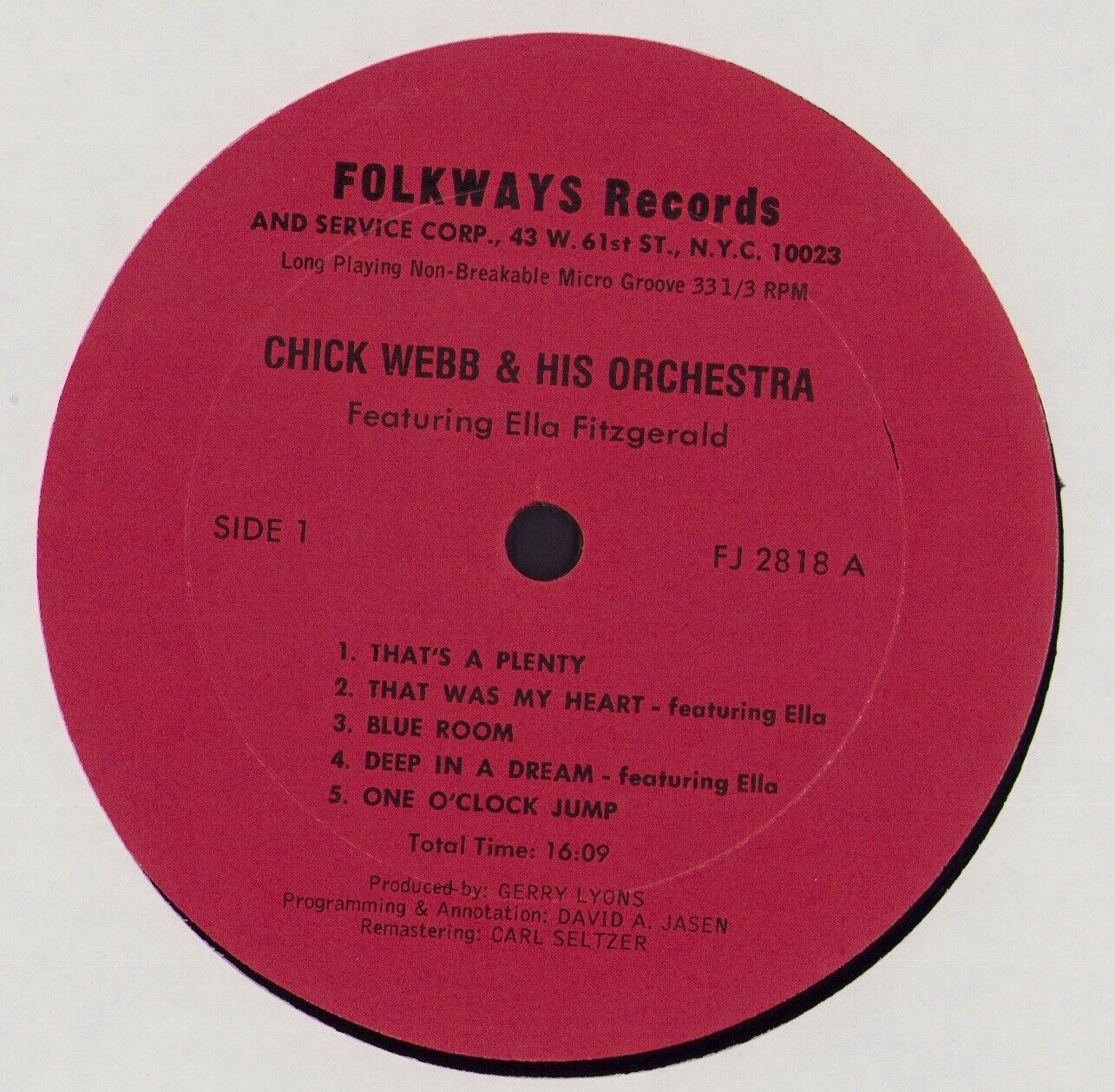 Chick Webb And His Orchestra Featuring Ella Fitzgerald Vinyl LP