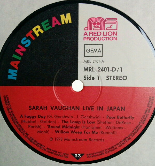 Sarah Vaughan ‎- "Live" In Japan Vinyl 2LP