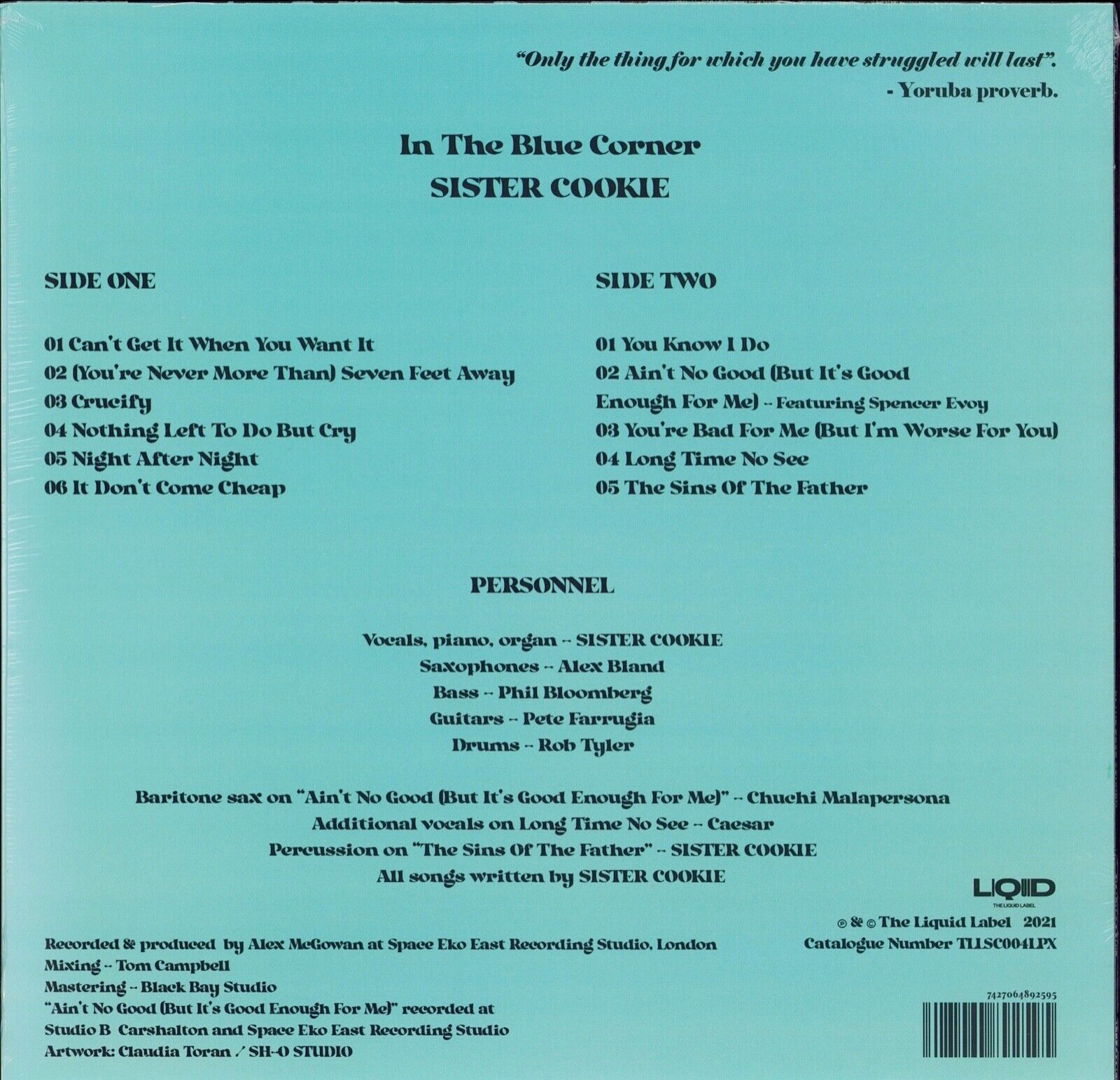 Sister Cookie ‎- In The Blue Corner Turquoise Vinyl LP