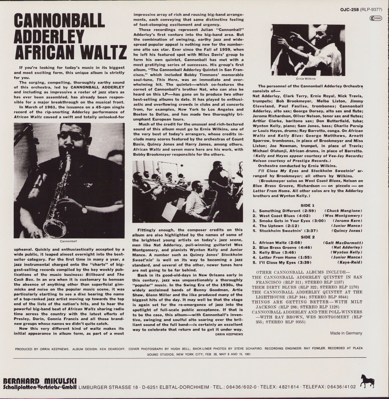 Cannonball Adderley And His Orchestra ‎- African Waltz Vinyl LP DE