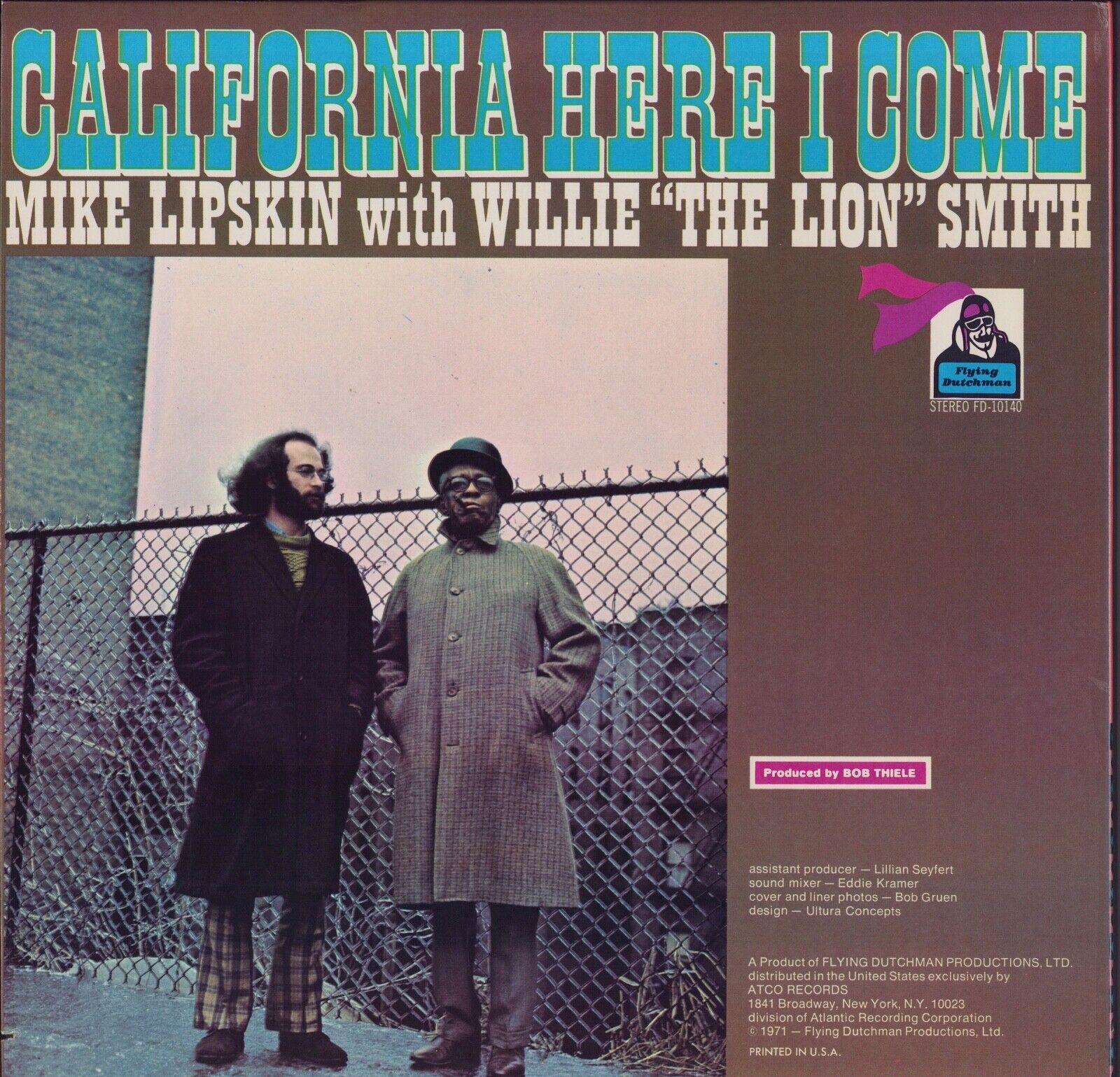 Mike Lipskin With Willie "The Lion" Smith ‎- California Here I Come Vinyl LP US