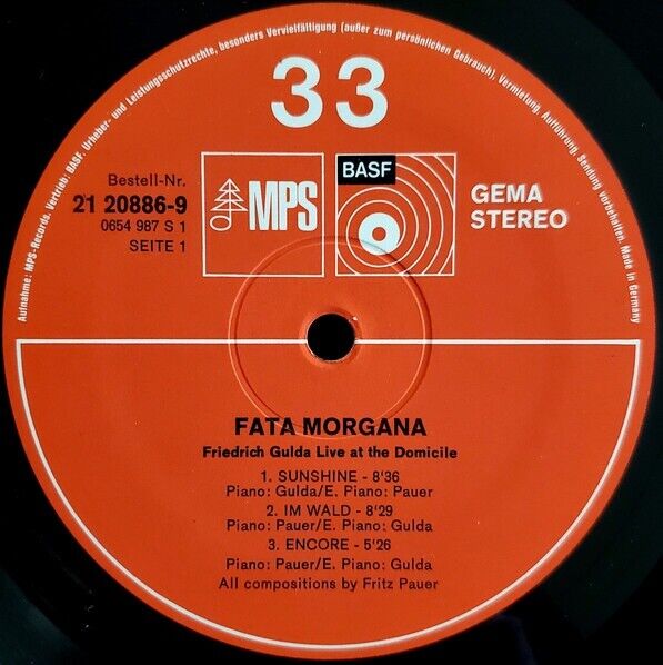 Friedrich Gulda ‎- Fata Morgana Live At The Domicile Vinyl LP