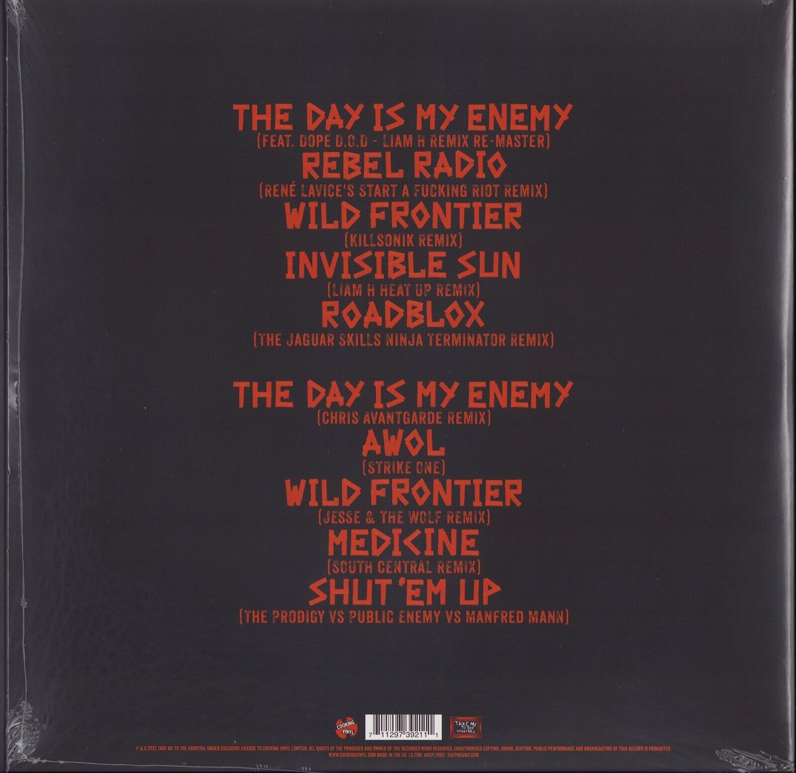 The Prodigy ‎- The Day Is My Enemy Remixes Red Vinyl 12"